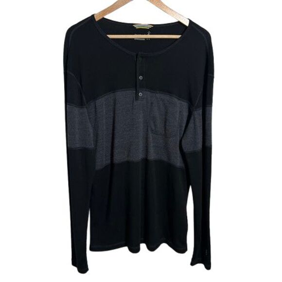 Smartwool Merino 250 Henley Shirt Mens L Black Gray Wool Blend Base Layer - Picture 1 of 8